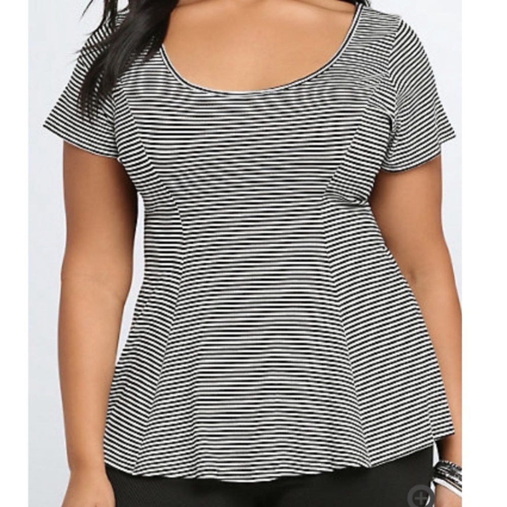 Torrid Black and White Striped Blouse
